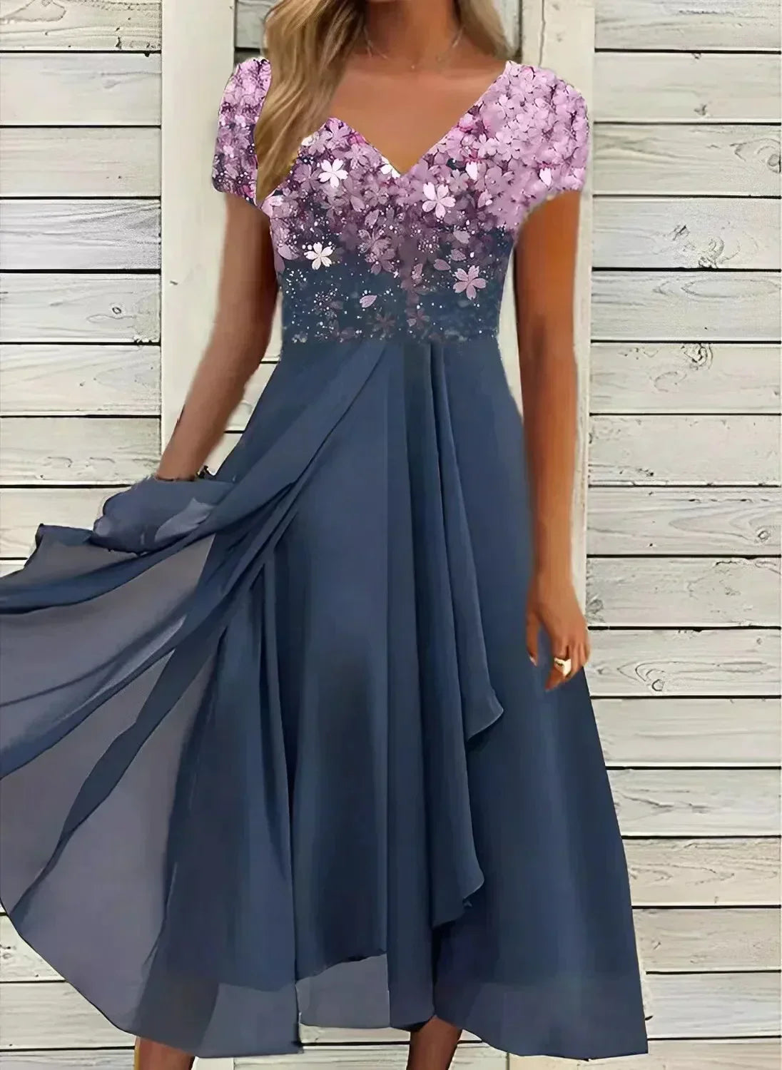 Floral Print Maxi Evening Dress