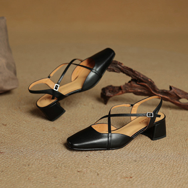Adjustable Buckle Strap Block Heels