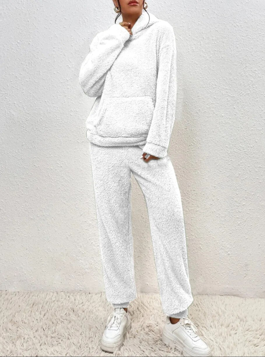 Cozy Hooded Teddy Fleece Lounge Set