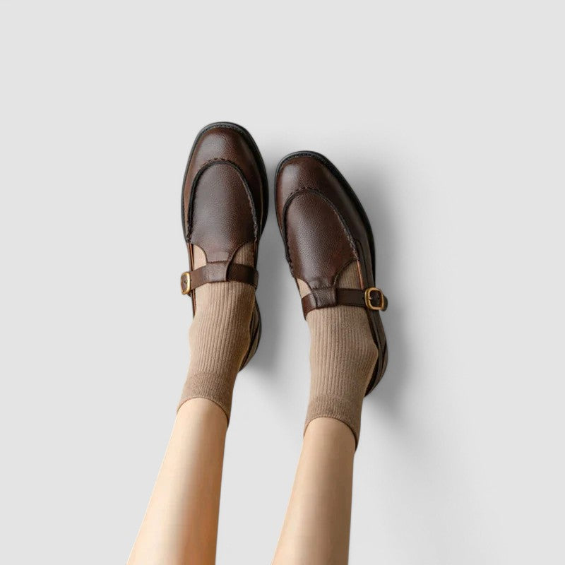 Square Toe Mary Jane Shoes With Low Stacked Heel