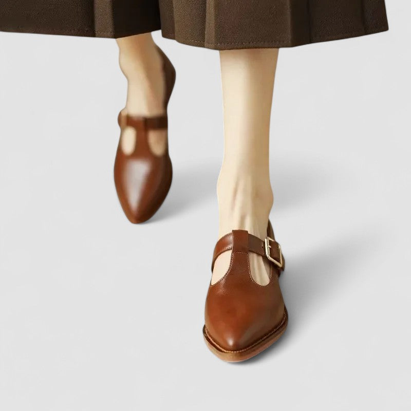 Mid Heel Mary Jane Shoes With Adjustable Strap
