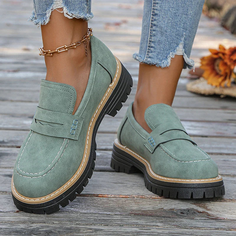 Arden Suede Platform Loafers with Chunky Rubber Sole