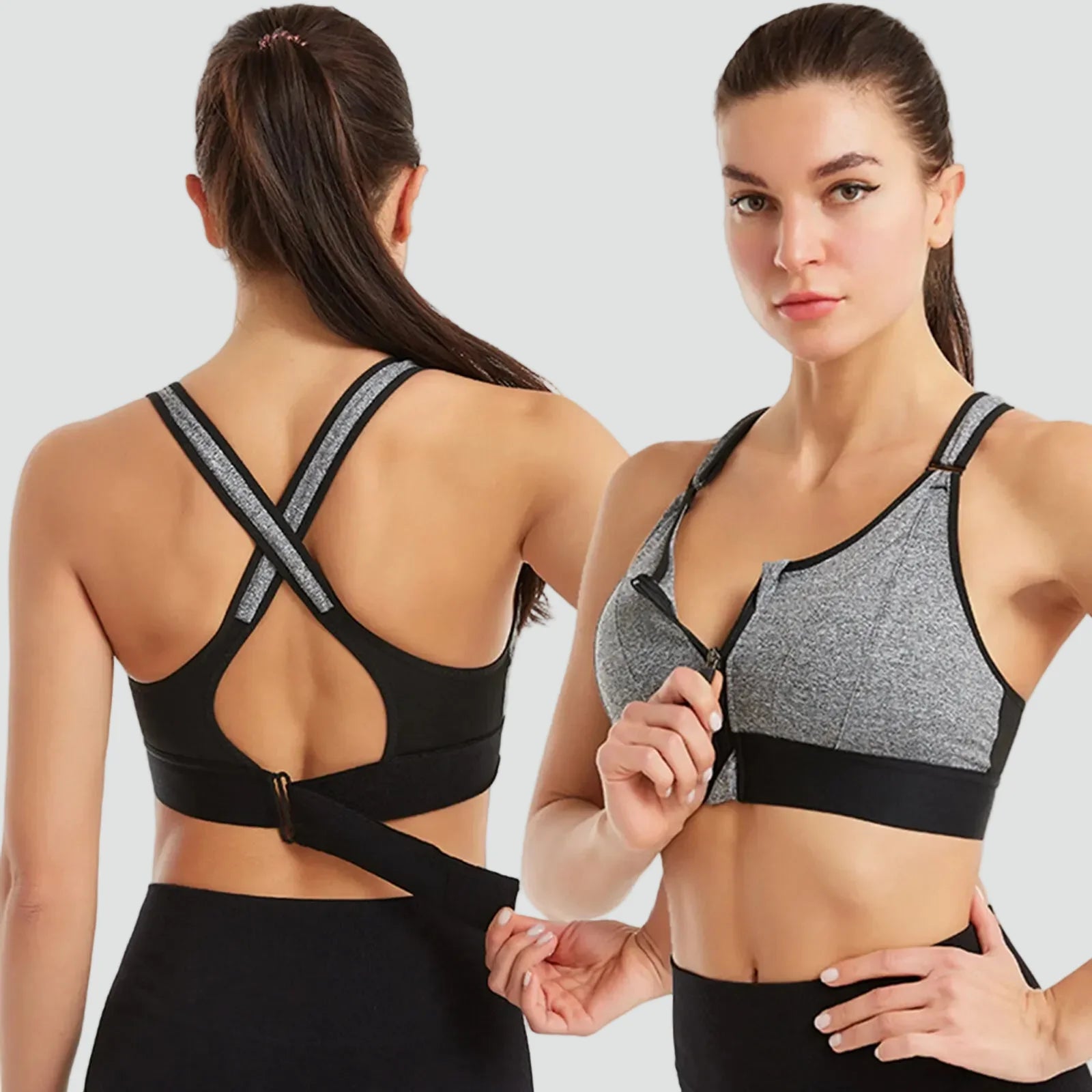 Adjustable Front Zip Sports Bra