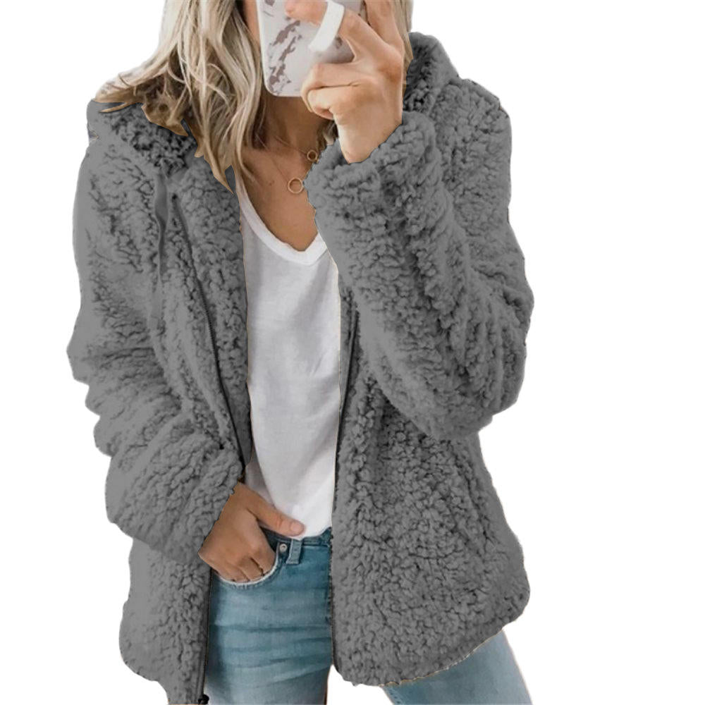 Teddy Fleece Coat with Full Zip and Pockets
