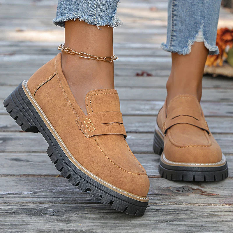 Arden Suede Platform Loafers with Chunky Rubber Sole