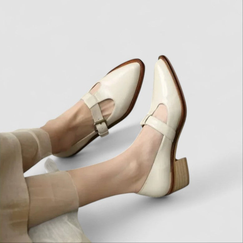 Mid Heel Mary Jane Shoes With Adjustable Strap