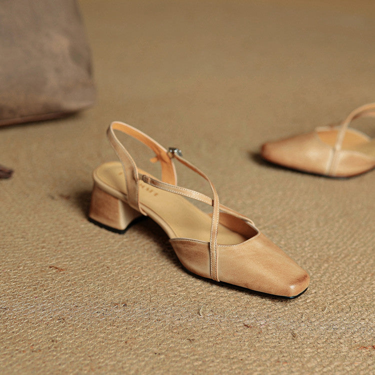 Adjustable Buckle Strap Block Heels