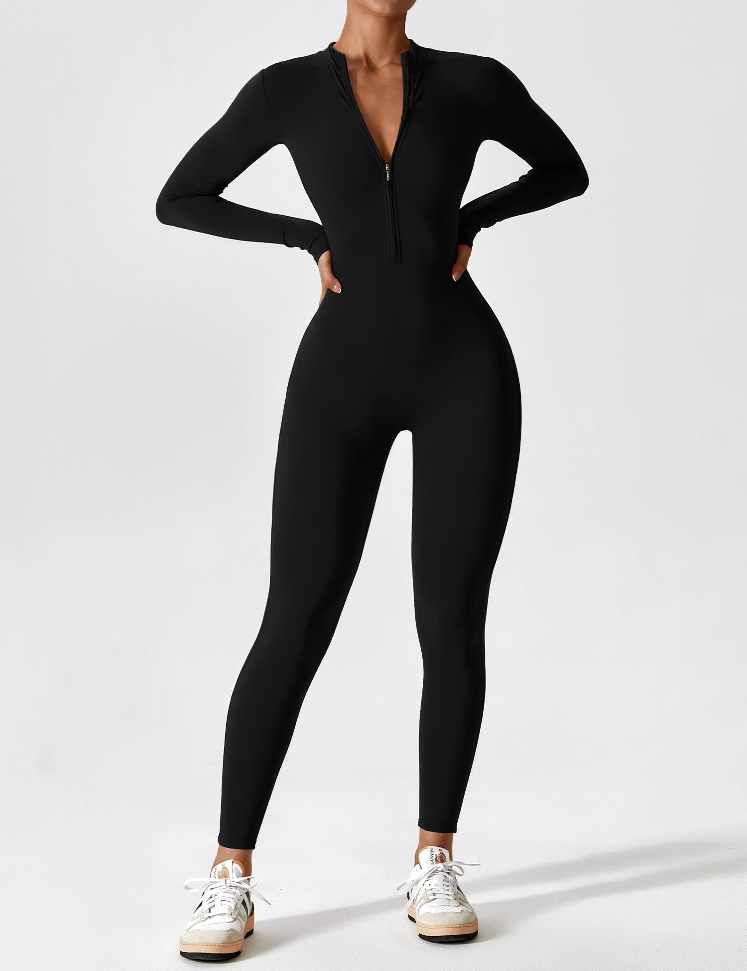 Long or Short Sleeve Zip-Up Jumpsuit – 14 Colors