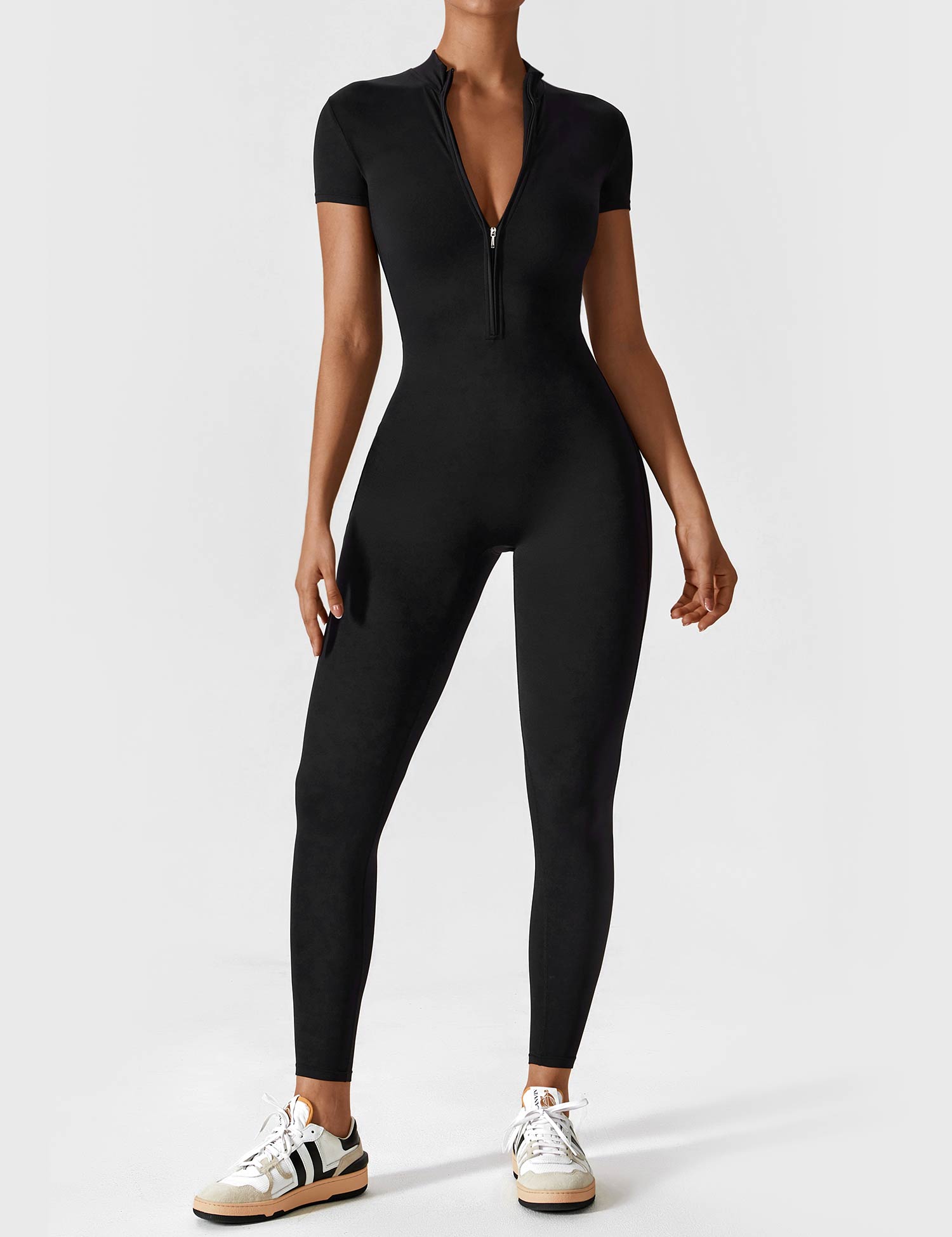 Long or Short Sleeve Zip-Up Jumpsuit – 14 Colors