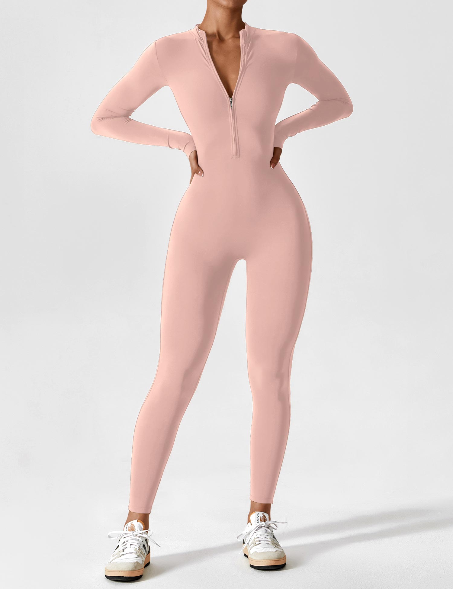 Long or Short Sleeve Zip-Up Jumpsuit – 14 Colors