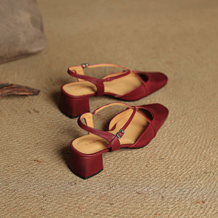 Adjustable Buckle Strap Block Heels