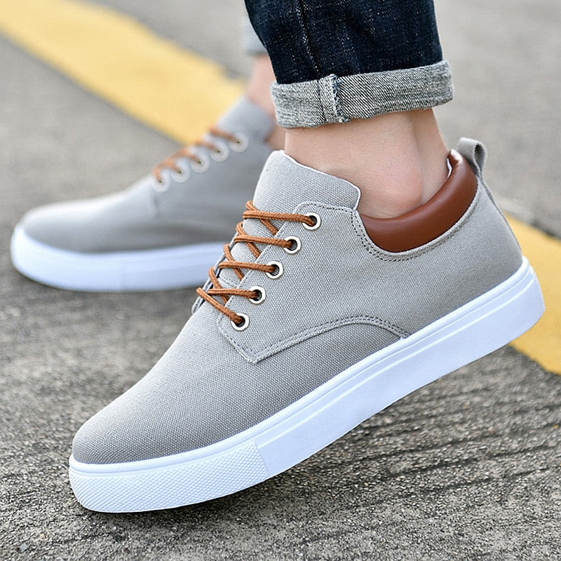 Men's Casual Canvas Sneakers With White Sole