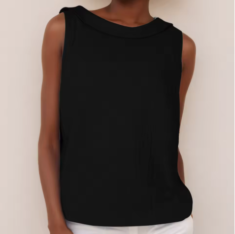 Rolled Collar Sleeveless Summer Top