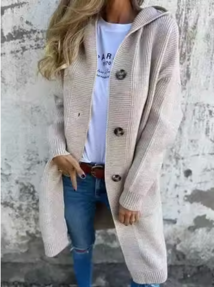 Draped Long Cardigan With Flowing Silhouette