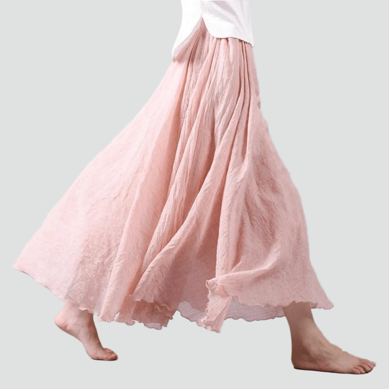Flared Linen Boho Maxi Skirt