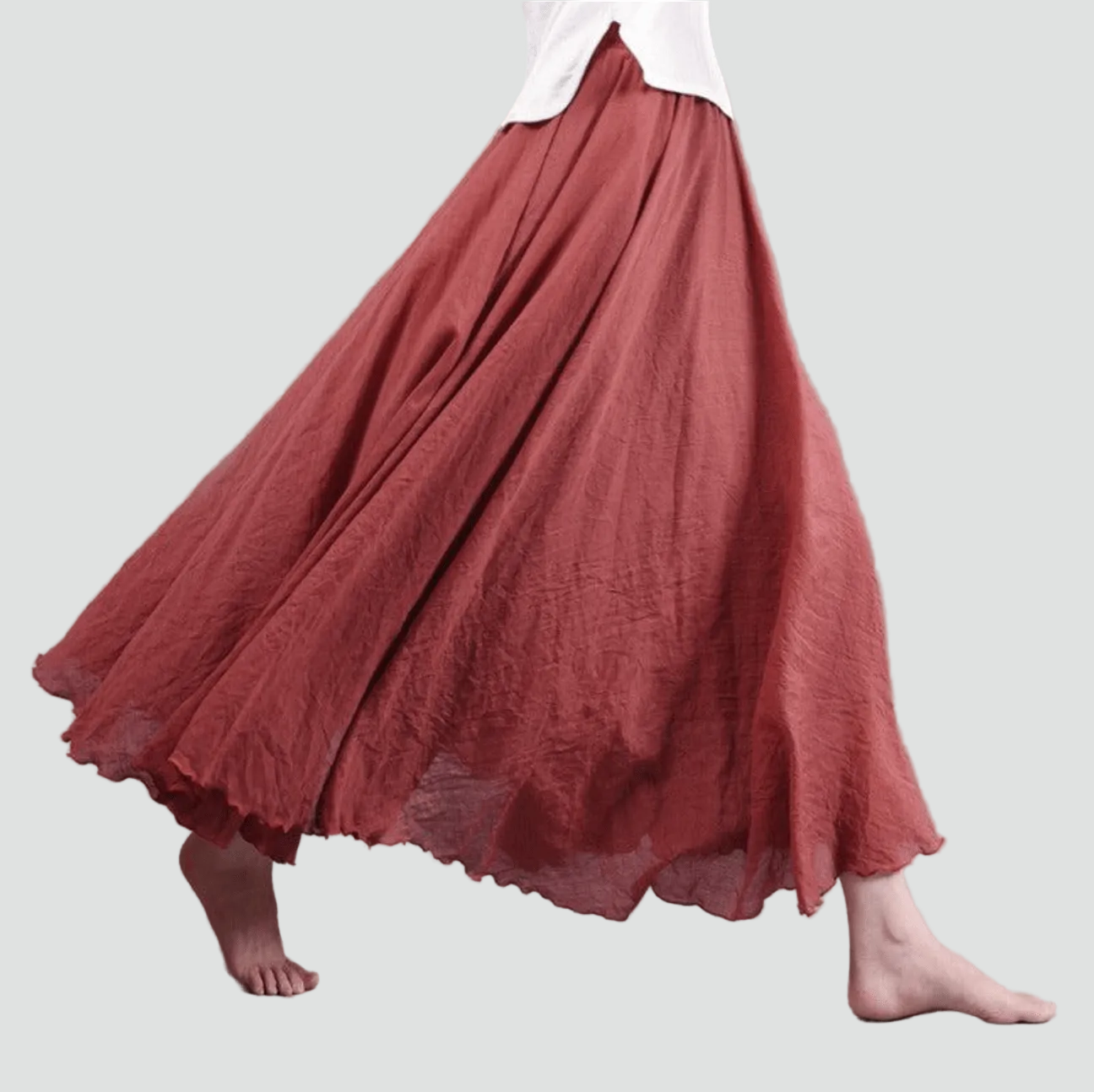 Flared Linen Boho Maxi Skirt