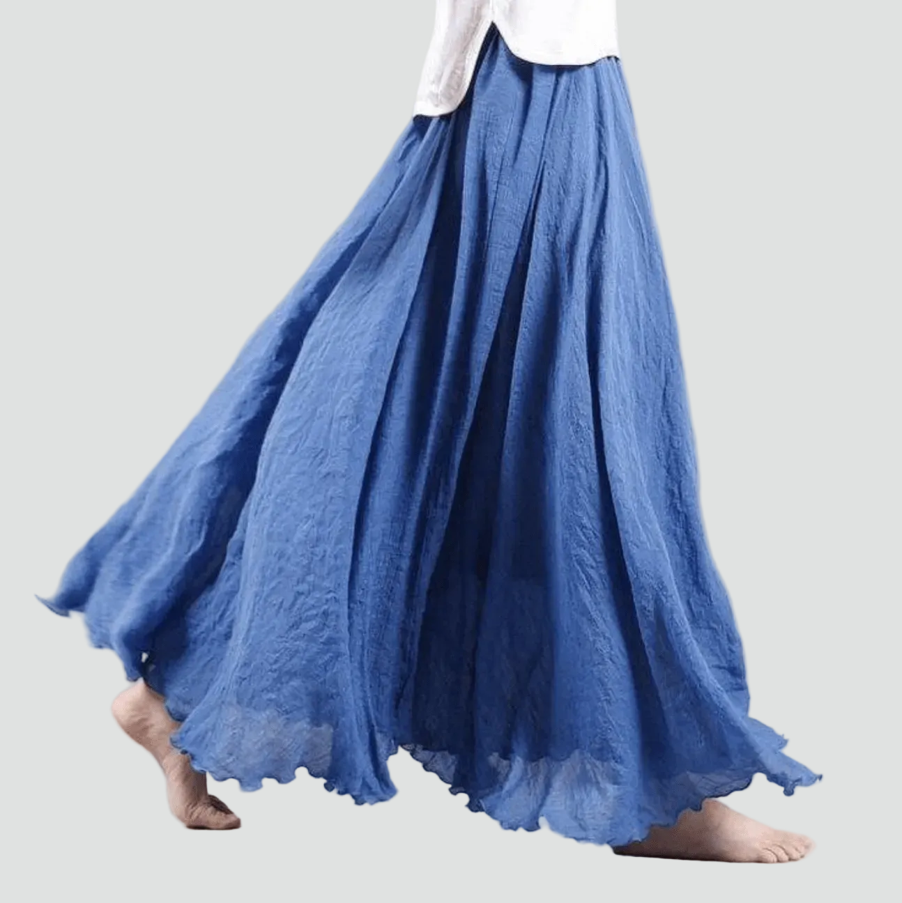 Flared Linen Boho Maxi Skirt
