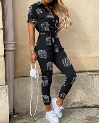 Relaxed Fit Button Down Jumpsuit