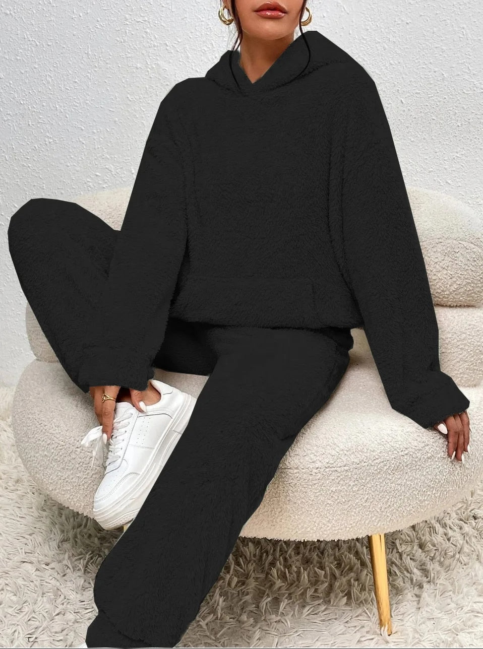 Cozy Hooded Teddy Fleece Lounge Set