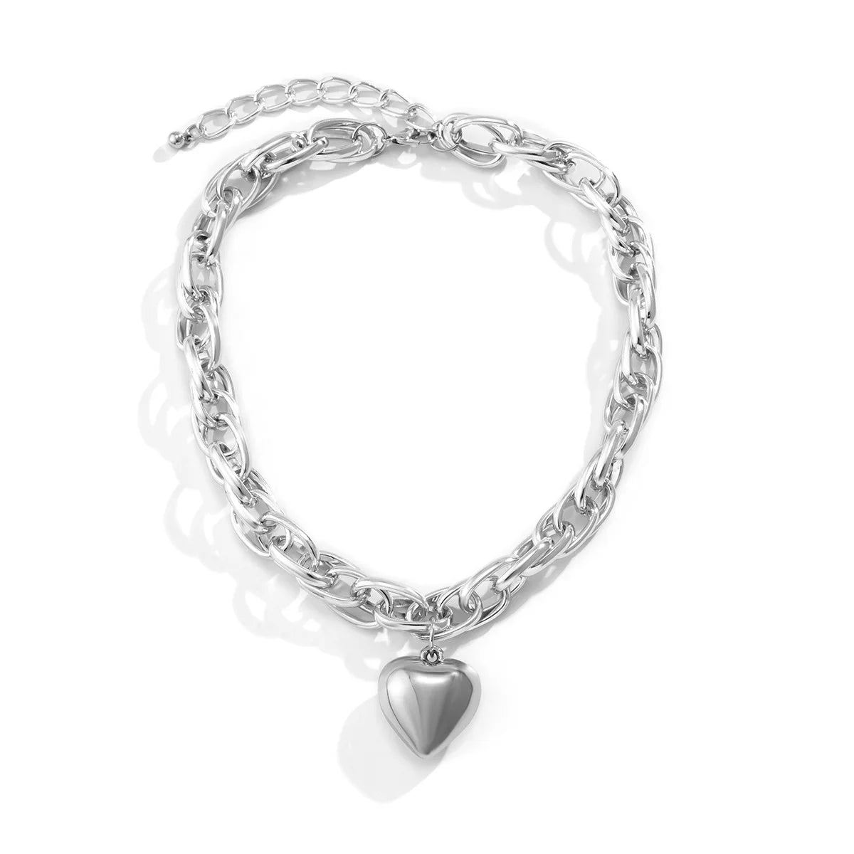 Ravena Bold Heart Pendant Necklace in Gold and Silver