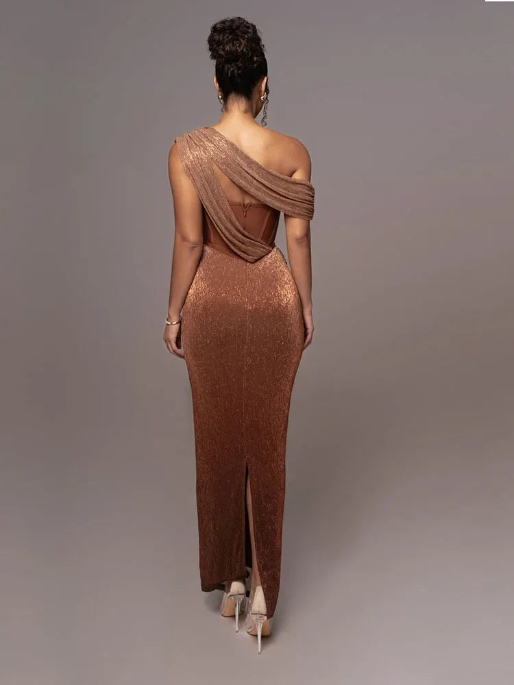 Agatha One-Shoulder Luxe Statement Maxi Dress
