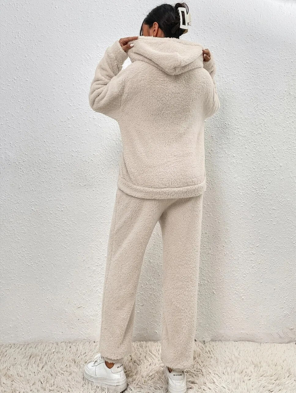 Cozy Hooded Teddy Fleece Lounge Set