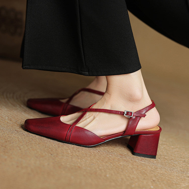 Adjustable Buckle Strap Block Heels