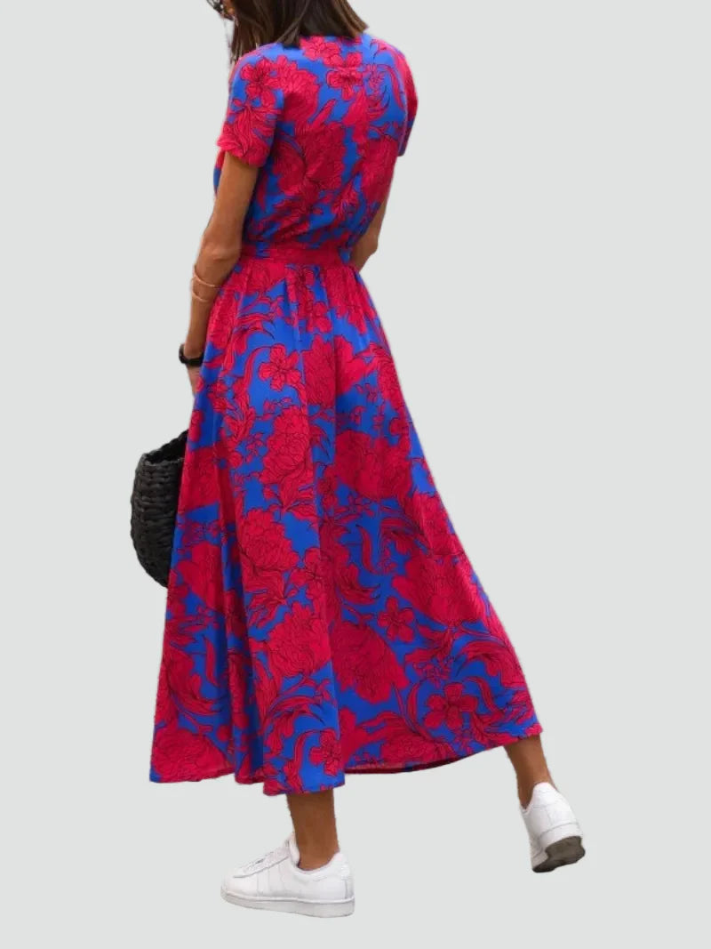 Wrap Midi Dress With Tie Waist