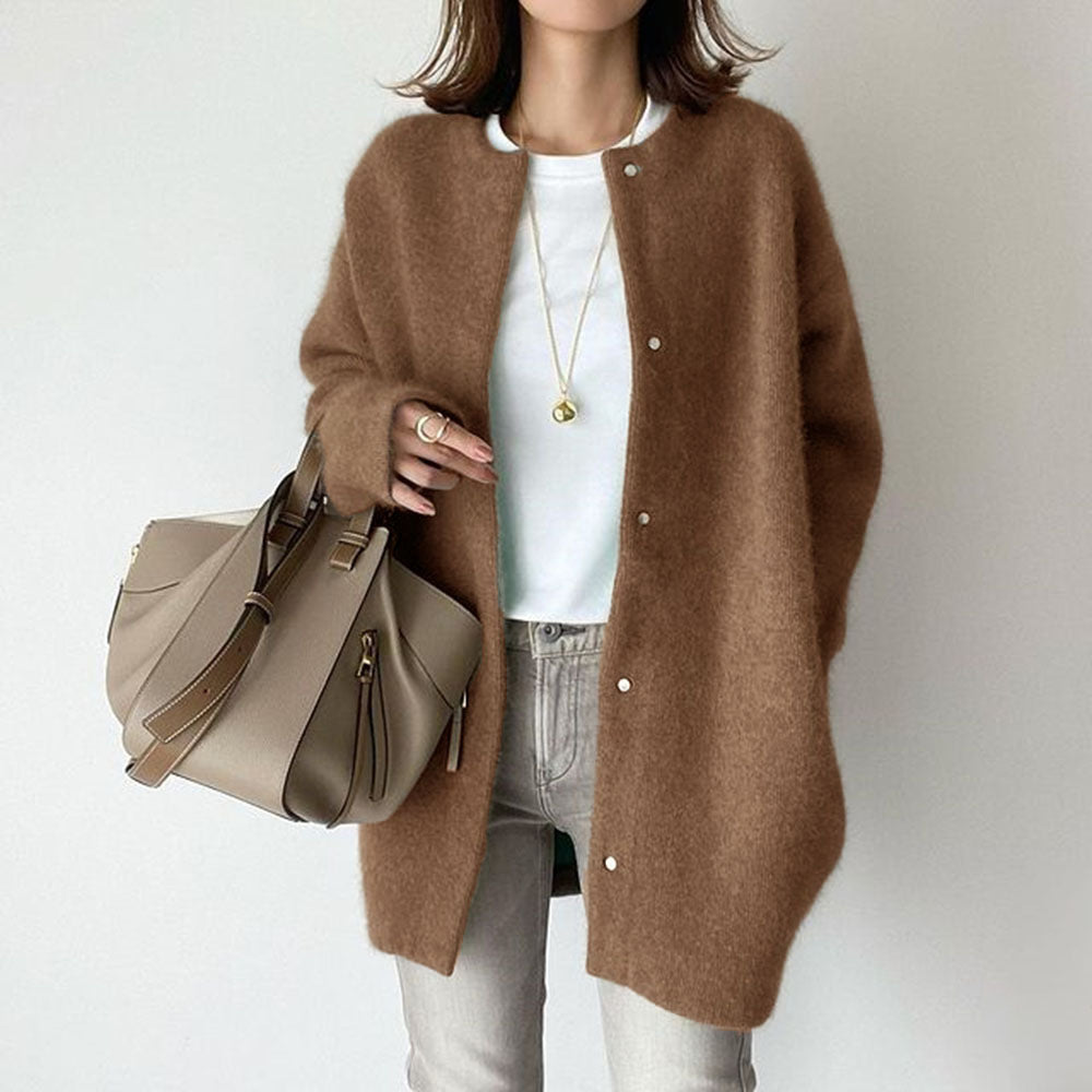 Wool And Suede Open Front Pocket Cardigan