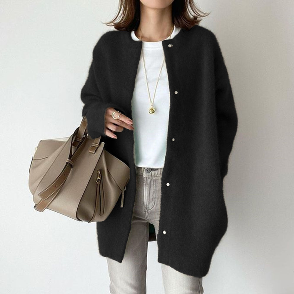 Wool And Suede Open Front Pocket Cardigan