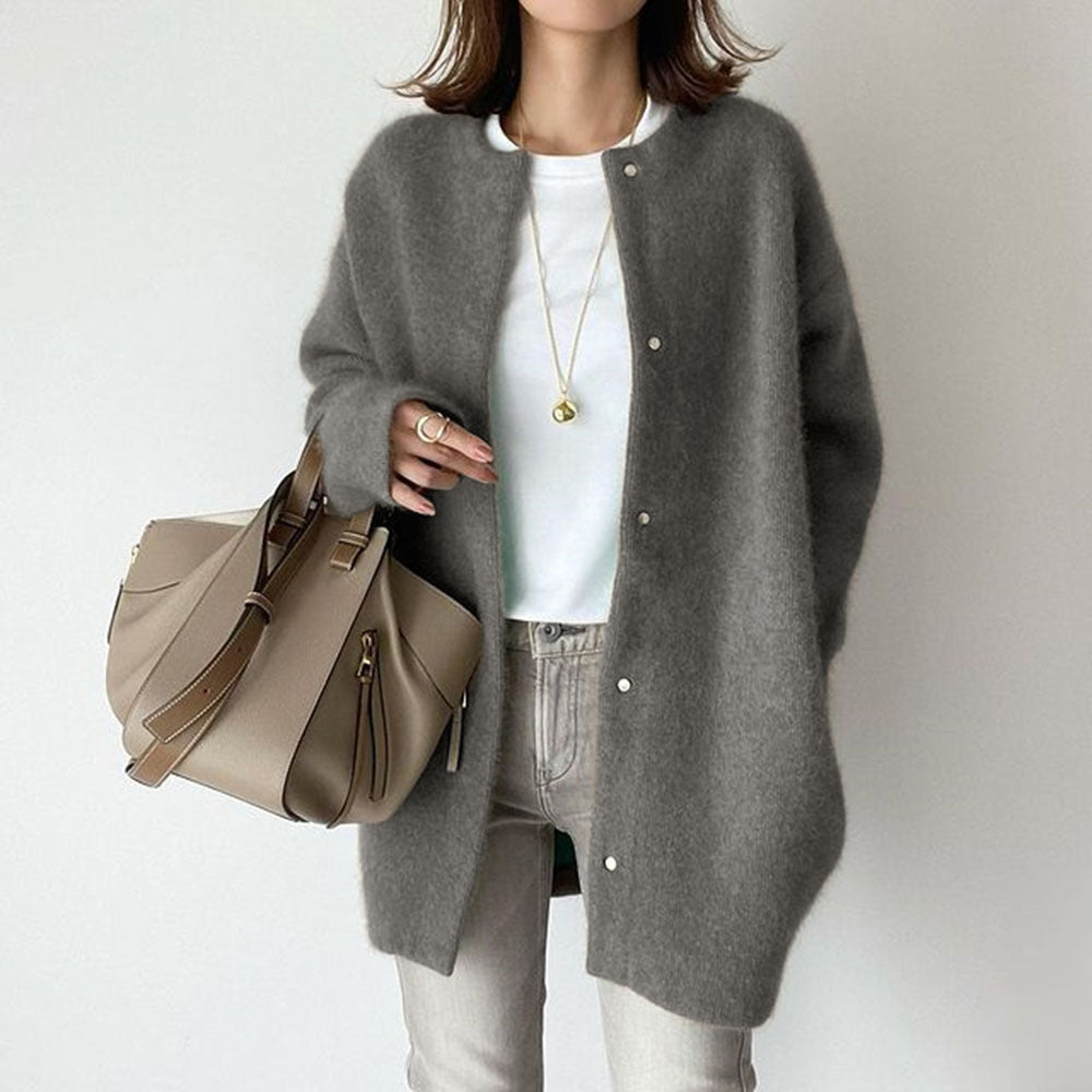 Wool And Suede Open Front Pocket Cardigan
