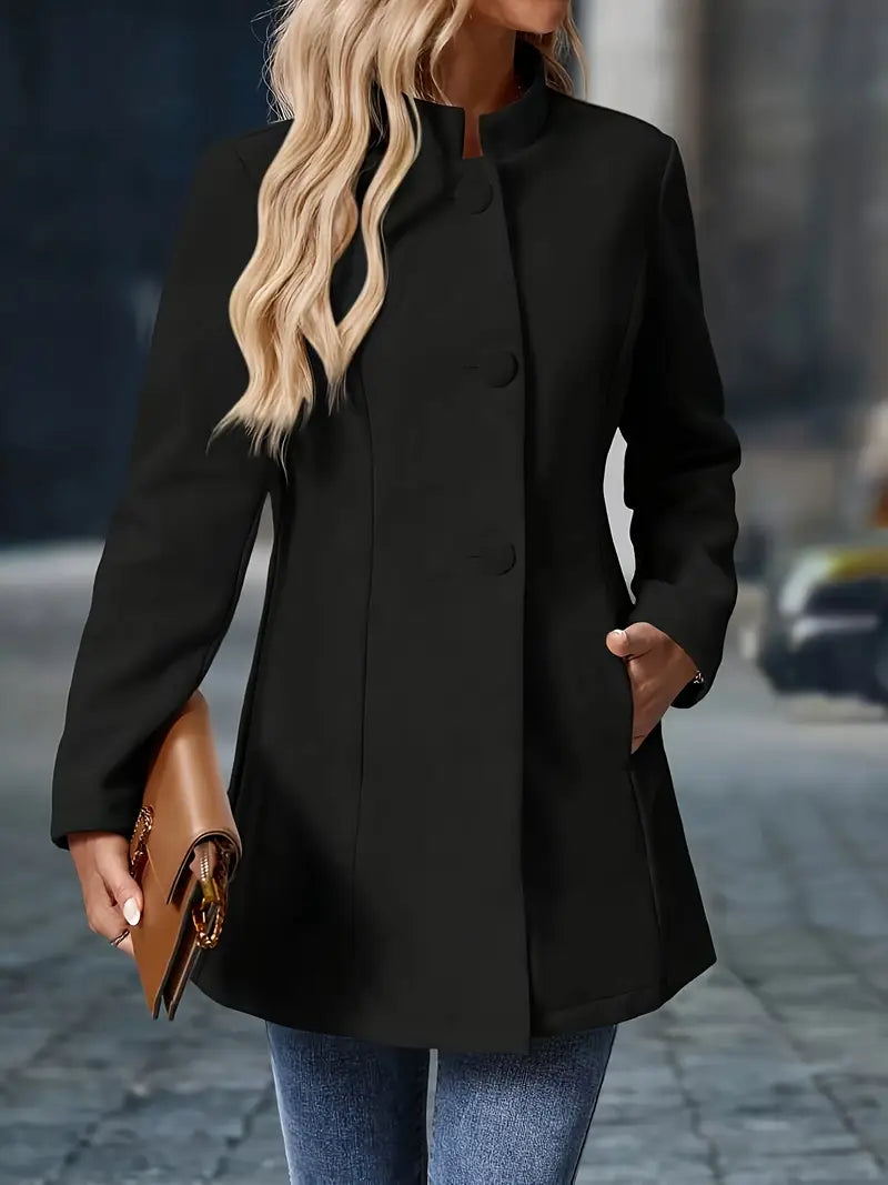 Women's Mid-Length Tailored Faux Wool Overcoat