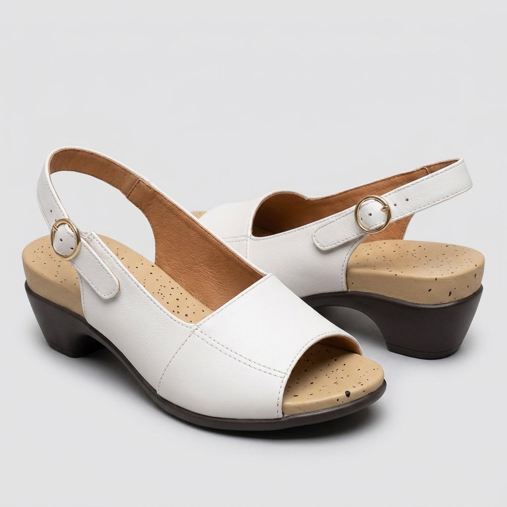 Open Toe Slingback Block Heel Sandals