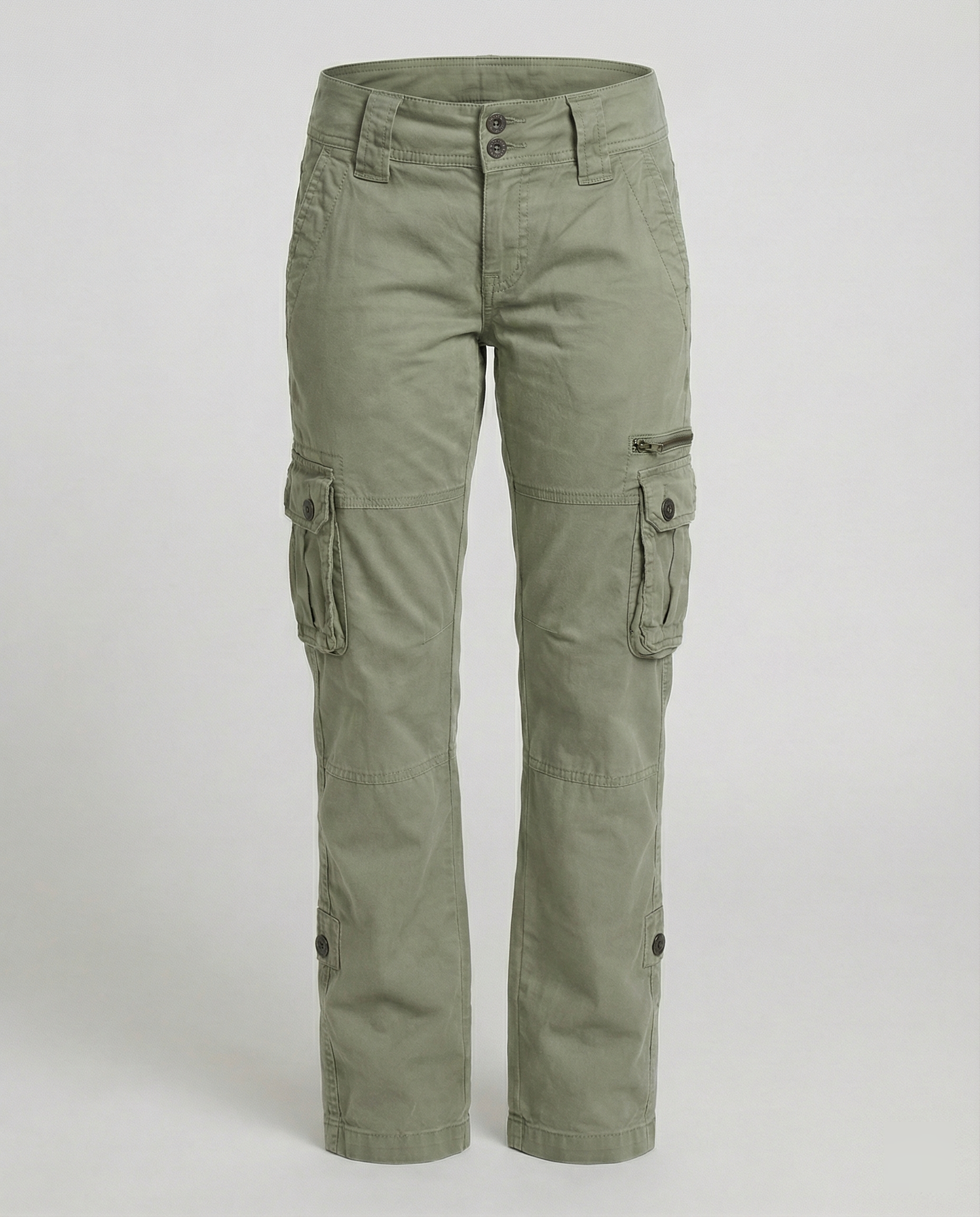 Straight-Leg Stretch Cargo Pants with Multiple Pockets