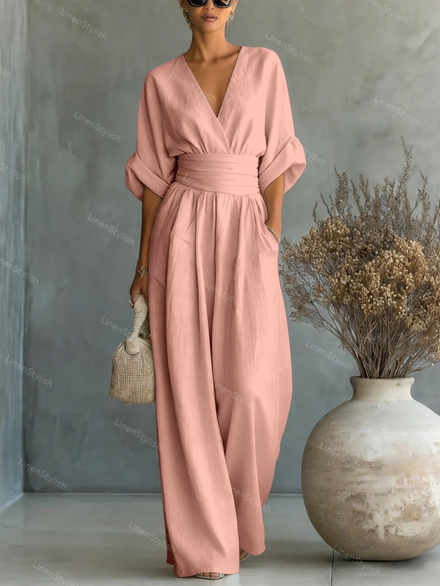 Women's Deep V-Neck Tailored Jumpsuit