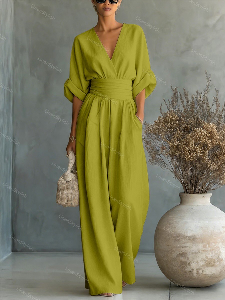 Women's Deep V-Neck Tailored Jumpsuit