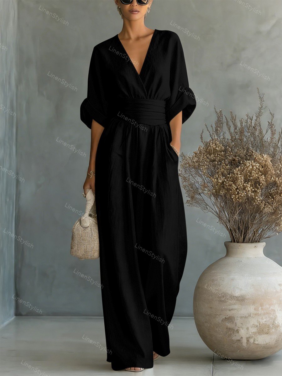 Women's Deep V-Neck Tailored Jumpsuit