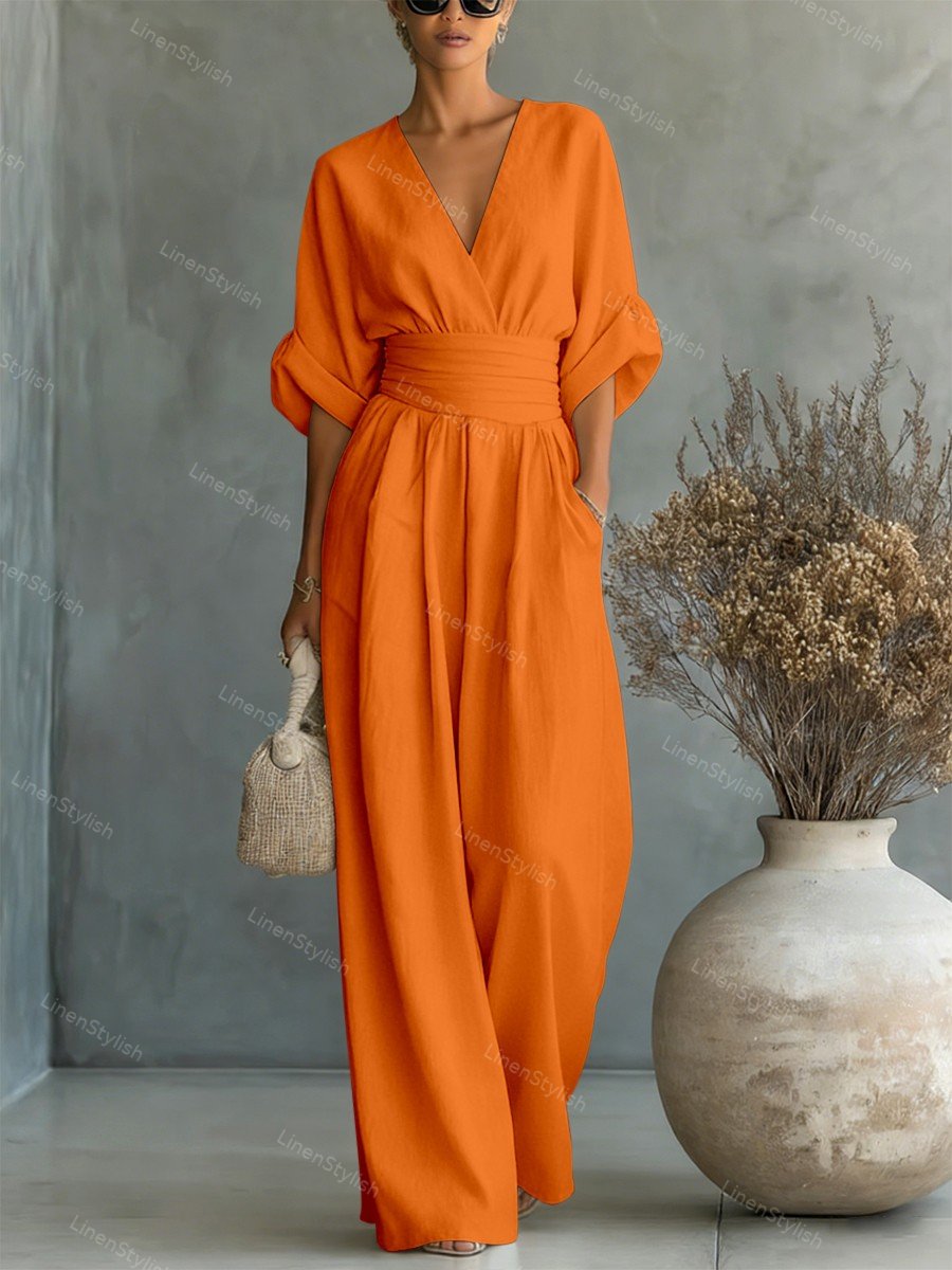 Women's Deep V-Neck Tailored Jumpsuit