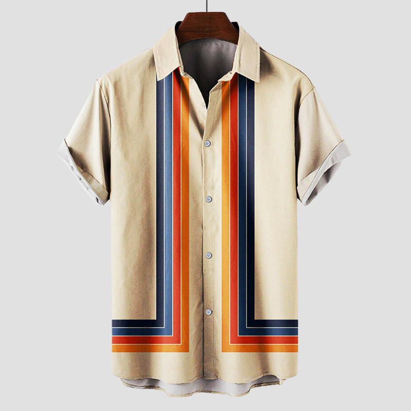 Striped Summer Shirt | Retro Short Sleeve Men