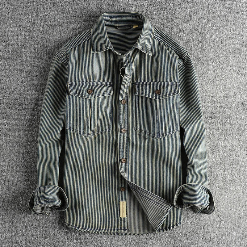 Denim Shirt | Vintage Style Long Sleeve Men