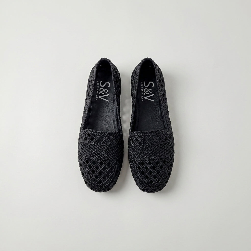 Woven Cutout Slip-On Ballet Flats
