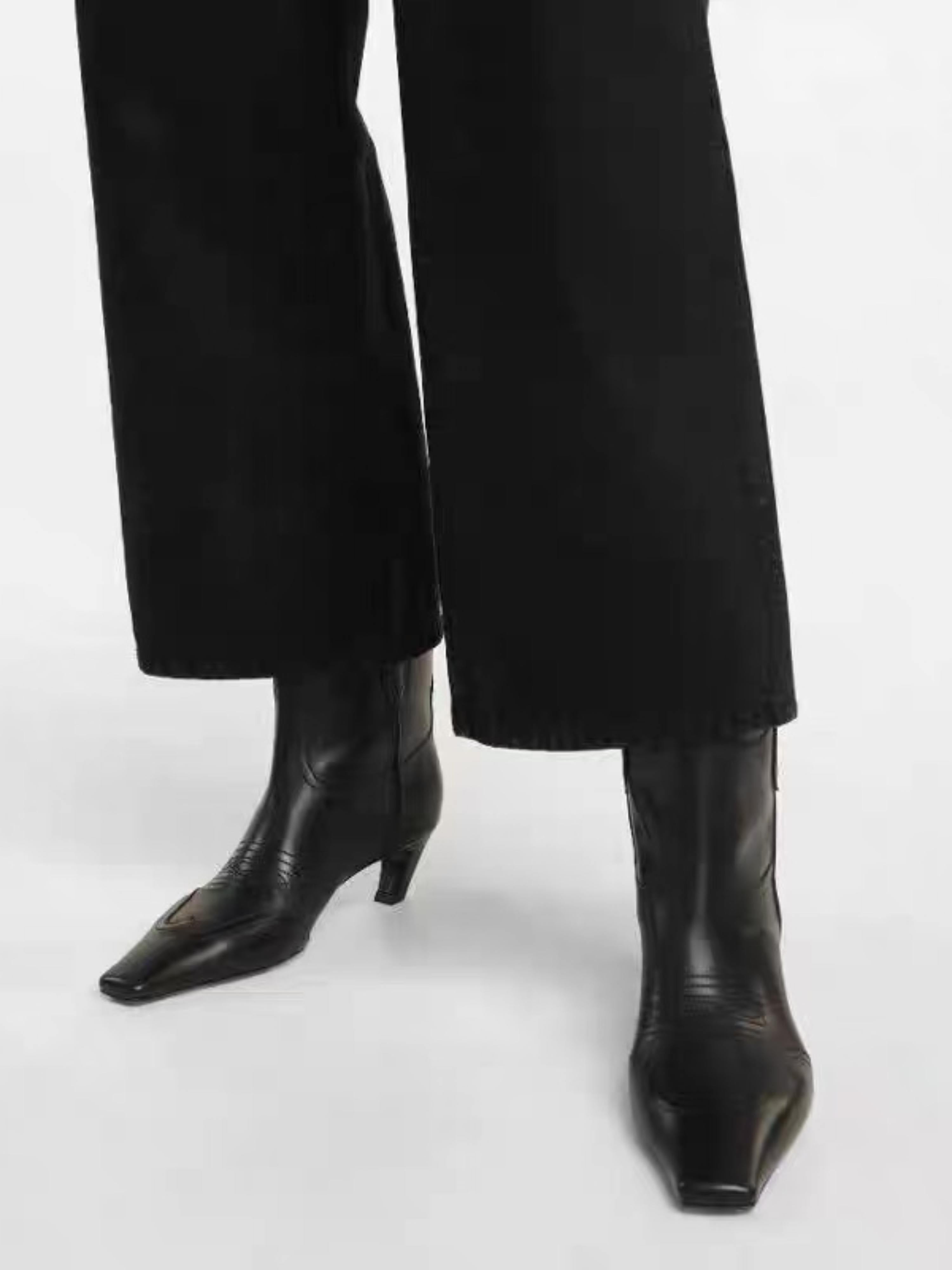 Black Kitten Heel Cowgirl Boots for Women