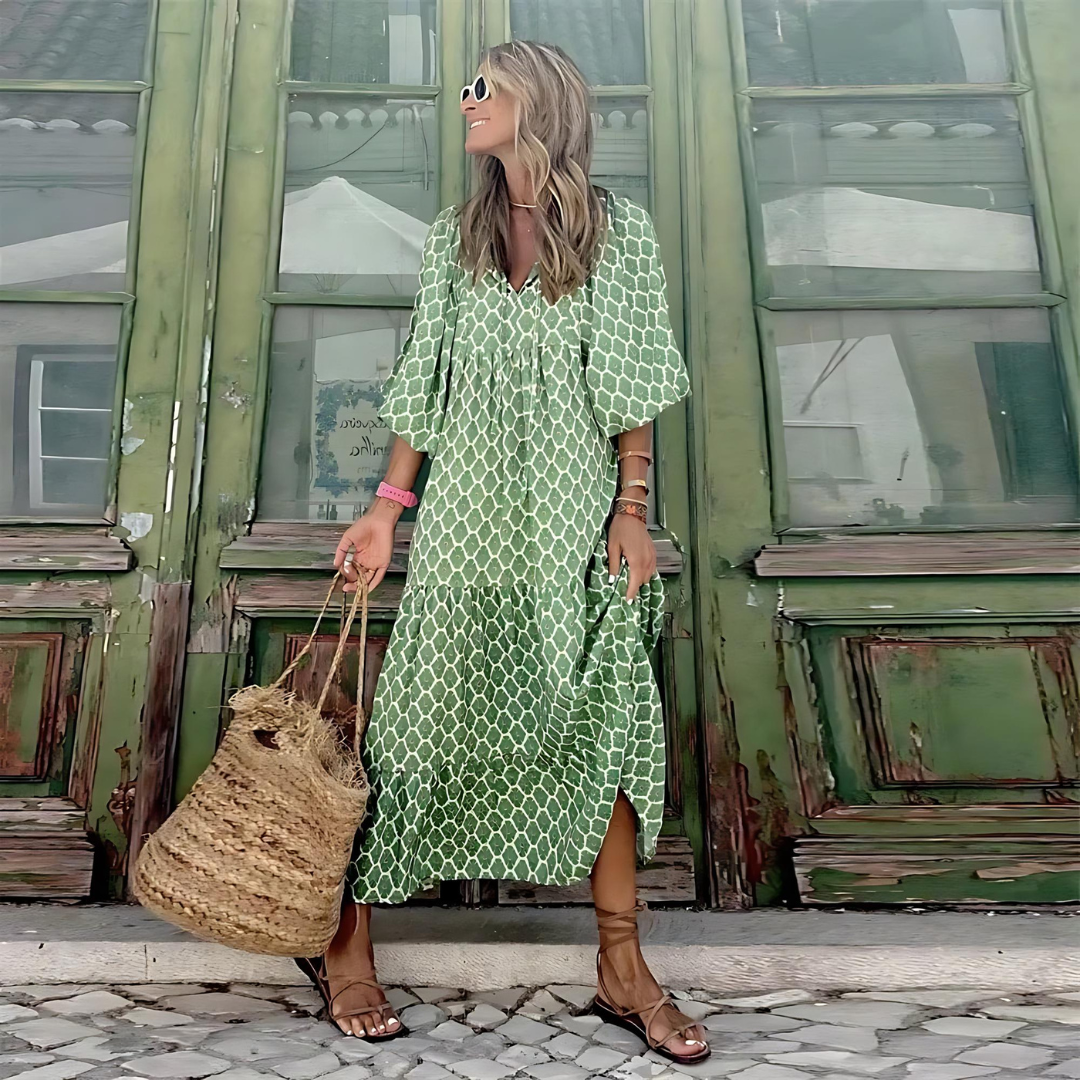 Floral Print Short Sleeve Midi Shirt Dress