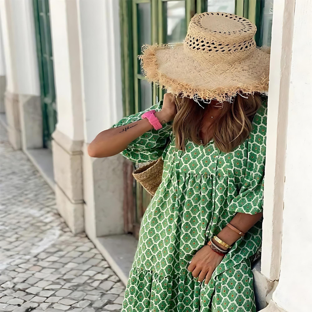 Floral Print Short Sleeve Midi Shirt Dress
