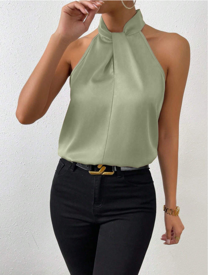 Twist Knot Neck Silk Top