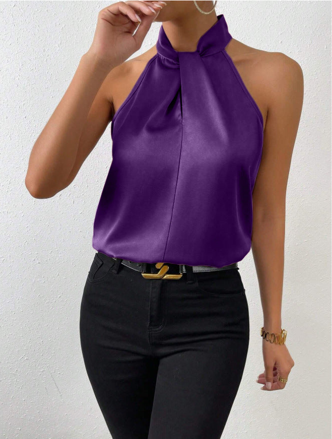 Twist Knot Neck Silk Top