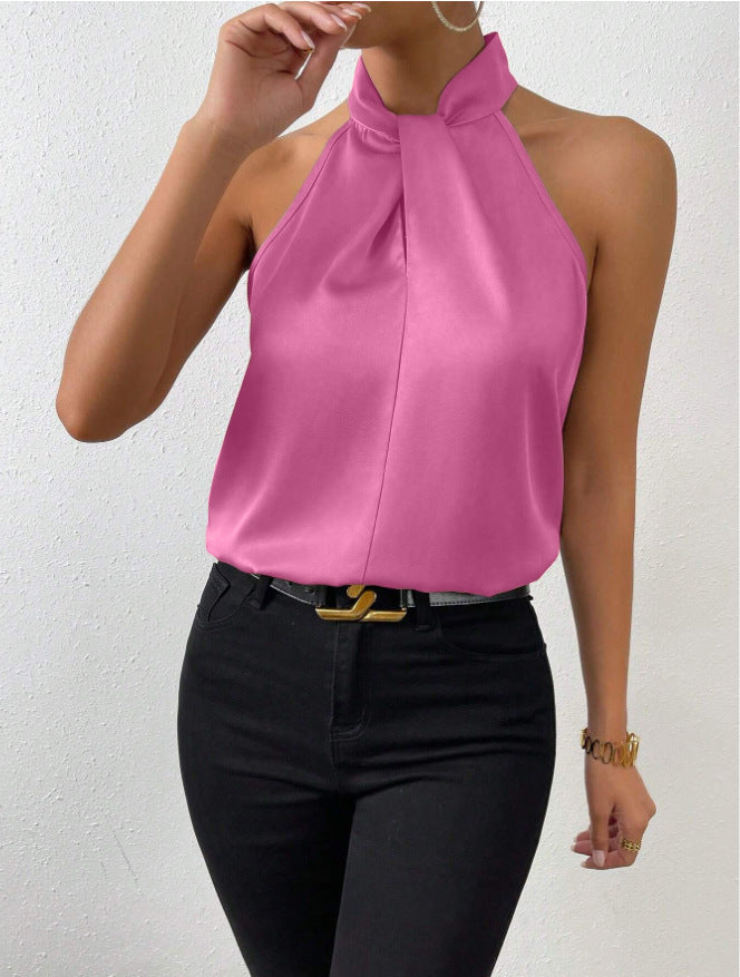 Twist Knot Neck Silk Top