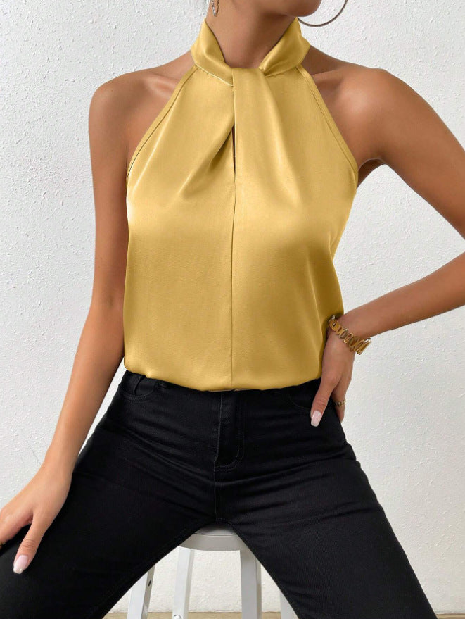 Twist Knot Neck Silk Top