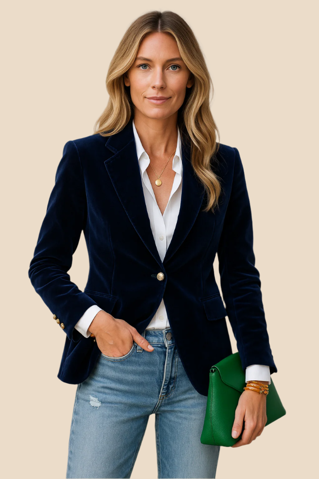 Velvet Blazer for Women – Burgundy with Gold Buttons