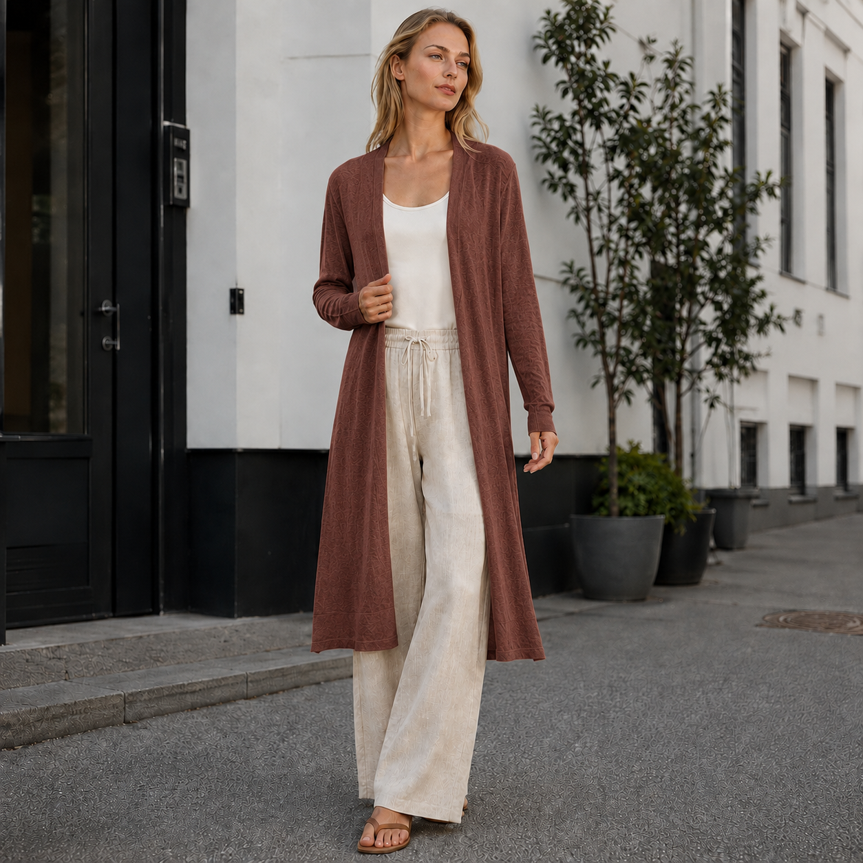 Long Warm Knit Cardigan